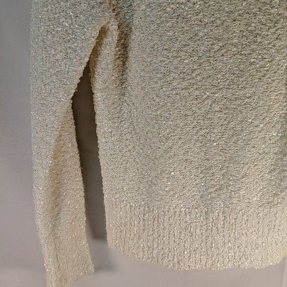 Jana Textured Knit Sweater Long Sleeve Cowl Turtle Neck Collar Cream White M Med - Picture 9 of 12